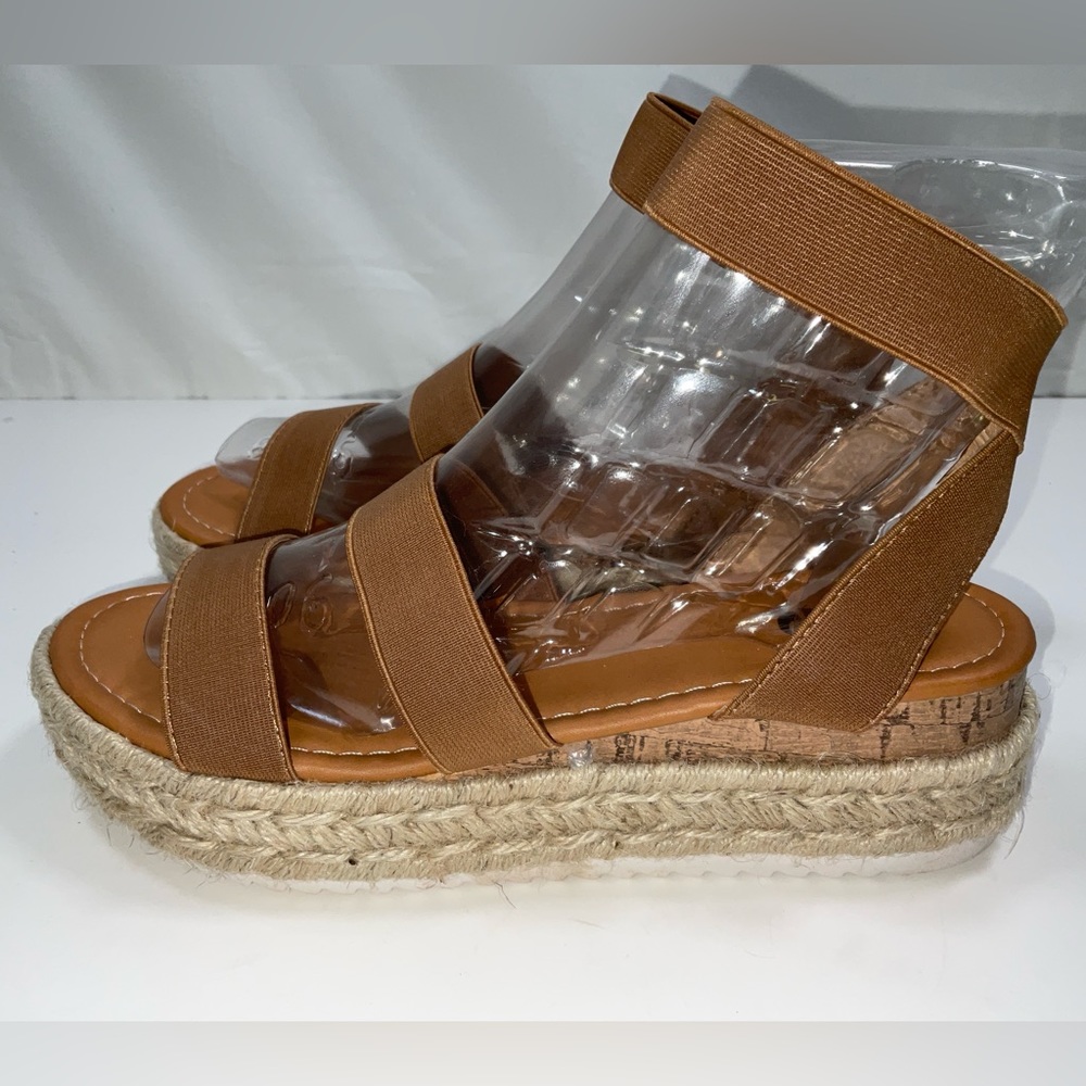 NIB Women’s Rekalya Espadrille Wedge Platform Sandals‎ Elastic Straps Beige 8 - Picture 3 of 9